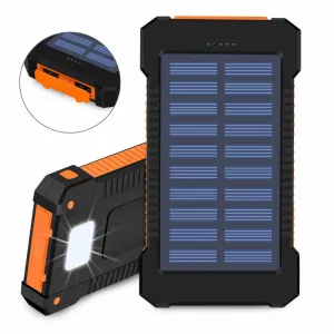 Solar Power Bank 30000mAh For Xiaom Waterproof Portable Fast Charging PowerBank For iPhone Quick Pover Bank 2 USB LED Flashlight