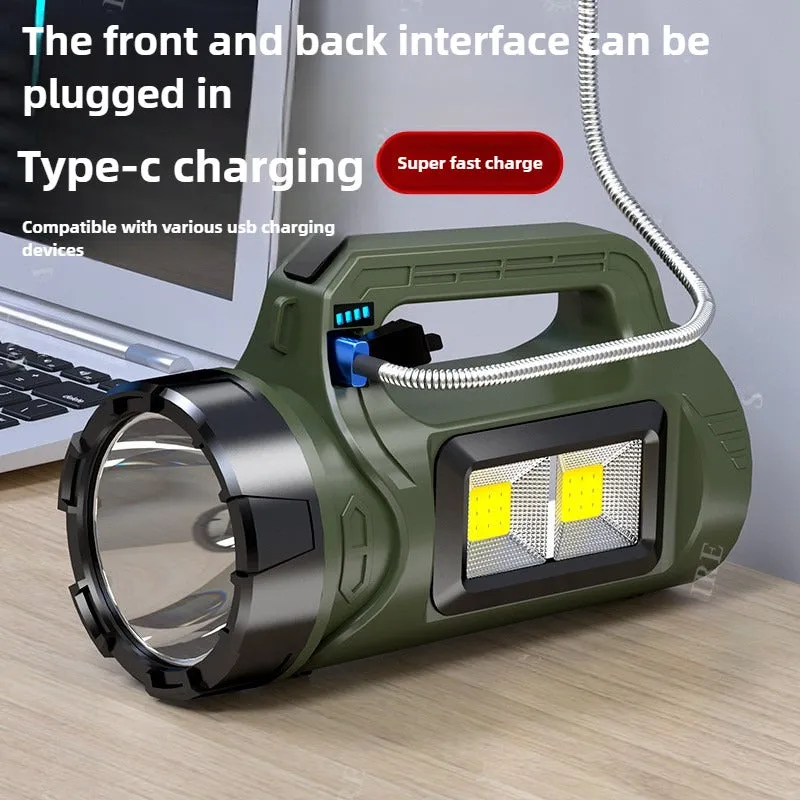 Solar Searchlight 100000LM 4-core Explosion-proof Flashlight with Super Bright COB Side Lights