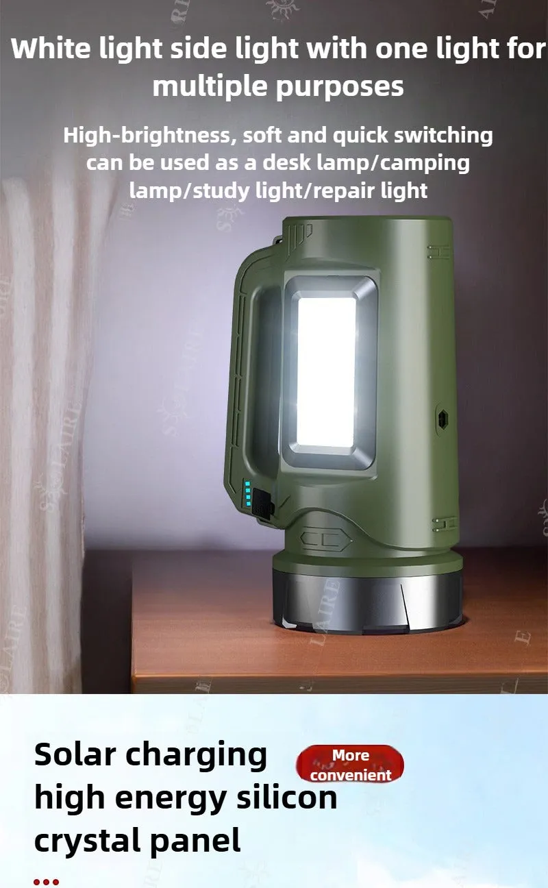 Solar Searchlight 100000LM 4-core Explosion-proof Flashlight with Super Bright COB Side Lights