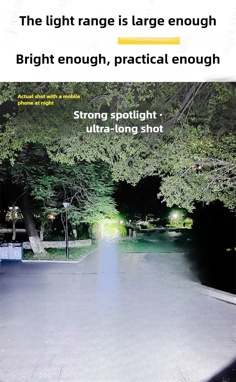 Solar Searchlight 100000LM 4-core Explosion-proof Flashlight with Super Bright COB Side Lights