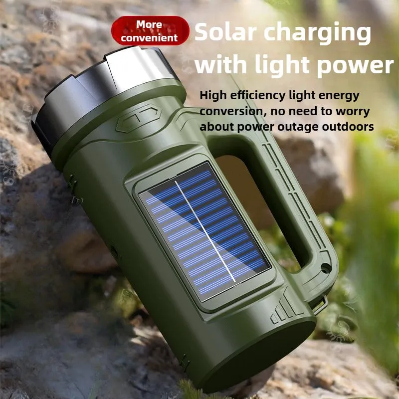 Solar Searchlight 100000LM 4-core Explosion-proof Flashlight with Super Bright COB Side Lights