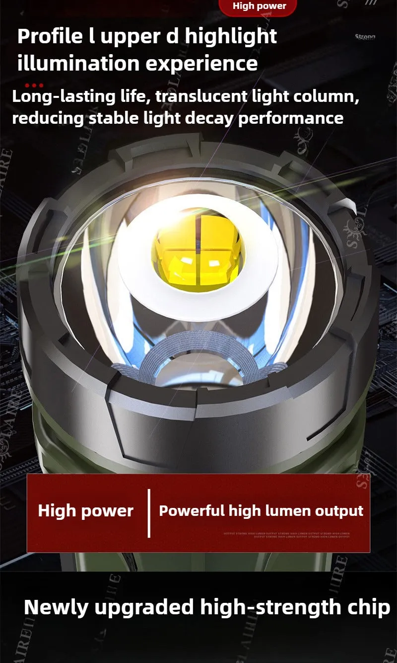 Solar Searchlight 100000LM 4-core Explosion-proof Flashlight with Super Bright COB Side Lights