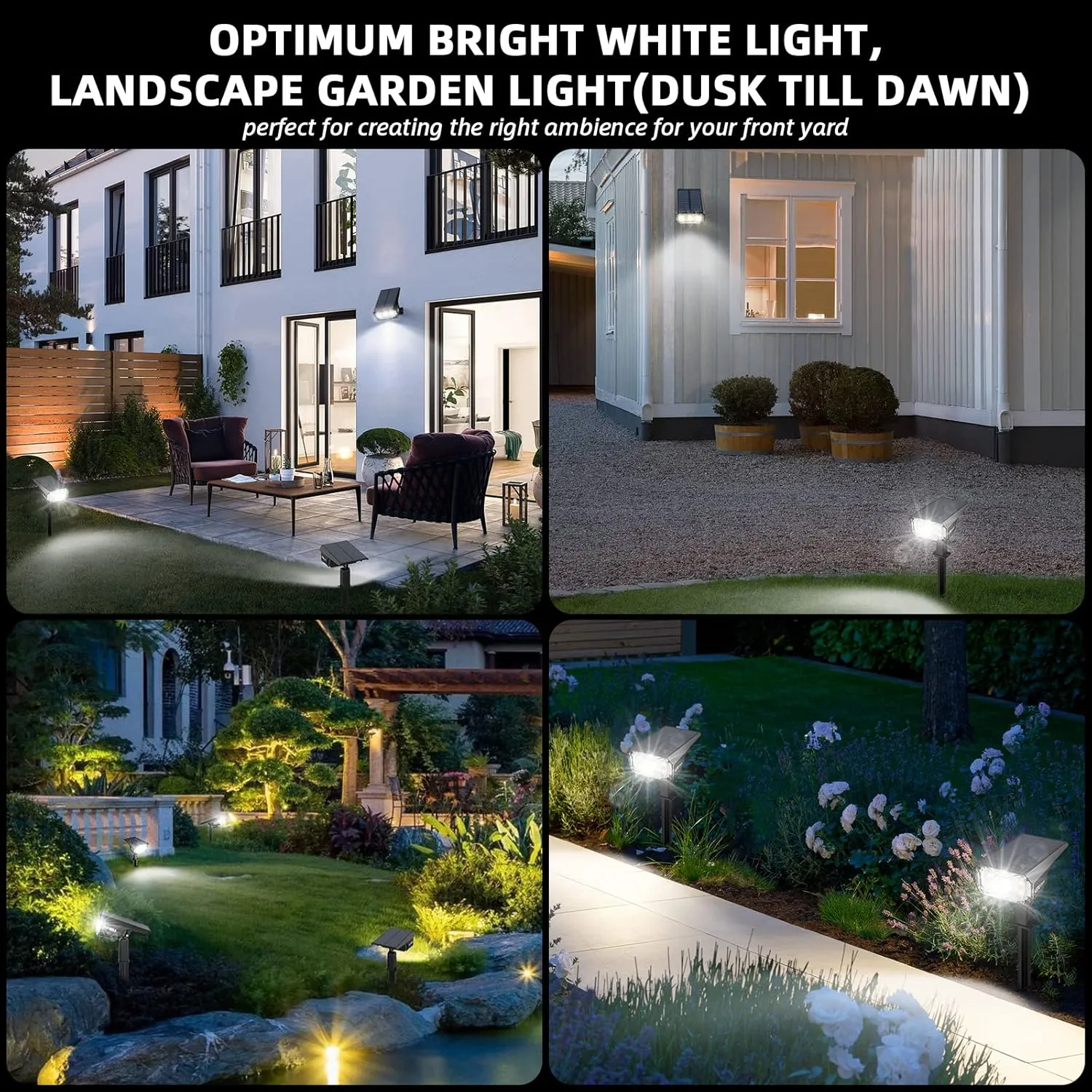 Solar Spot Lights Outdoor,40 LEDs Solar Outdoor Waterproof Landscape Lights with 3 Light Modes, Solar Powered Garden Yard Wall Lights Auto On,Off for Patio 8 Pack
