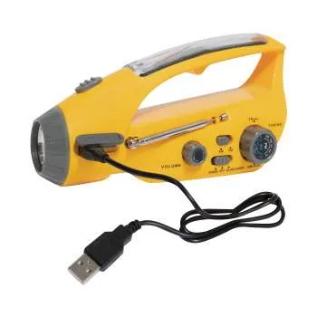 Solar/Wind Up Flashlight with Radio