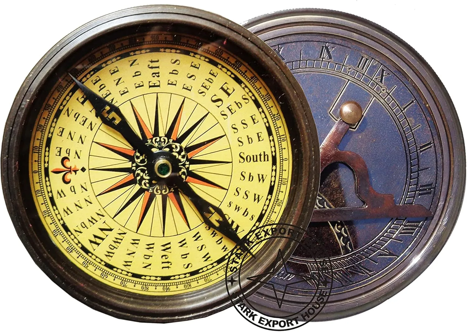 Solid Brass Antique 3 Inch Sundial Compass Great Antique for Outdoor Activities Camping Hiking