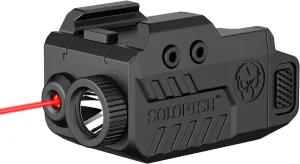 Solofish 500lm Tactical Flashlight Compatible for Compact with Rail, Green/Red/Blue Beam and White LED Combo with Strobe