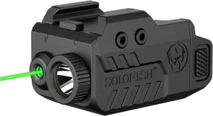 Solofish 500lm Tactical Flashlight Compatible for Compact with Rail, Green/Red/Blue Beam and White LED Combo with Strobe
