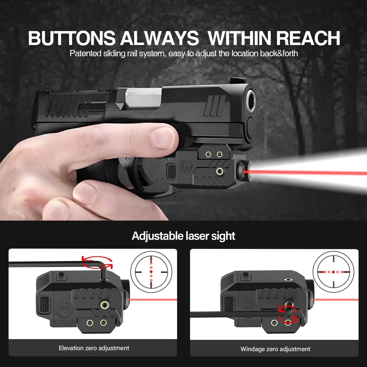 Solofish 500lm Tactical Flashlight Compatible for Compact with Rail, Green/Red/Blue Beam and White LED Combo with Strobe
