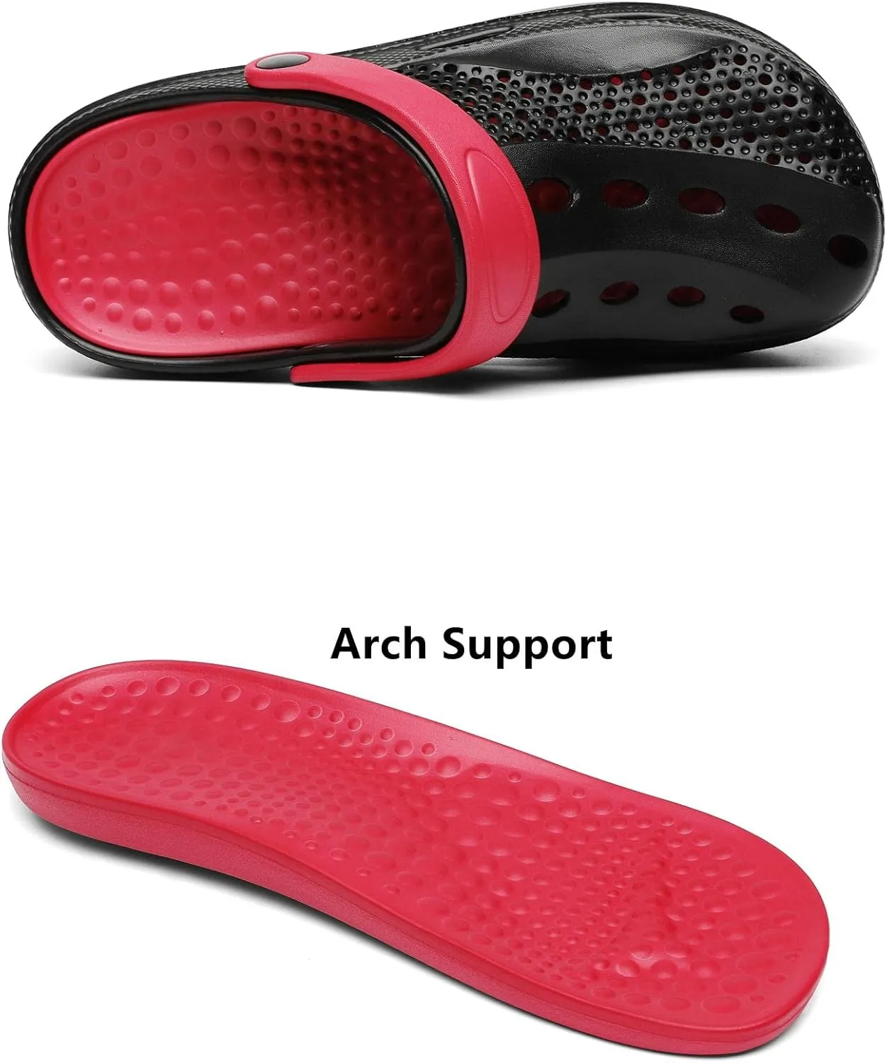 SOSOWHLTE Men's and Women's Arch Support Clogs Garden Shoes Slip-on Outdoor Beach Slippers with Removable Cushion Insole