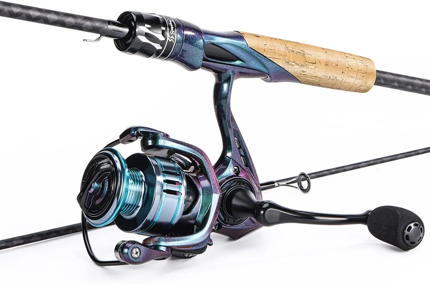 Souagyilang Chameleon Paint Spinning Fishing Rod Reel Combos,2-Section 5.9Ft Light Weight Spinner Rod with Powerful Fishing Gear for Freshwater Saltwater Present for Anglers
