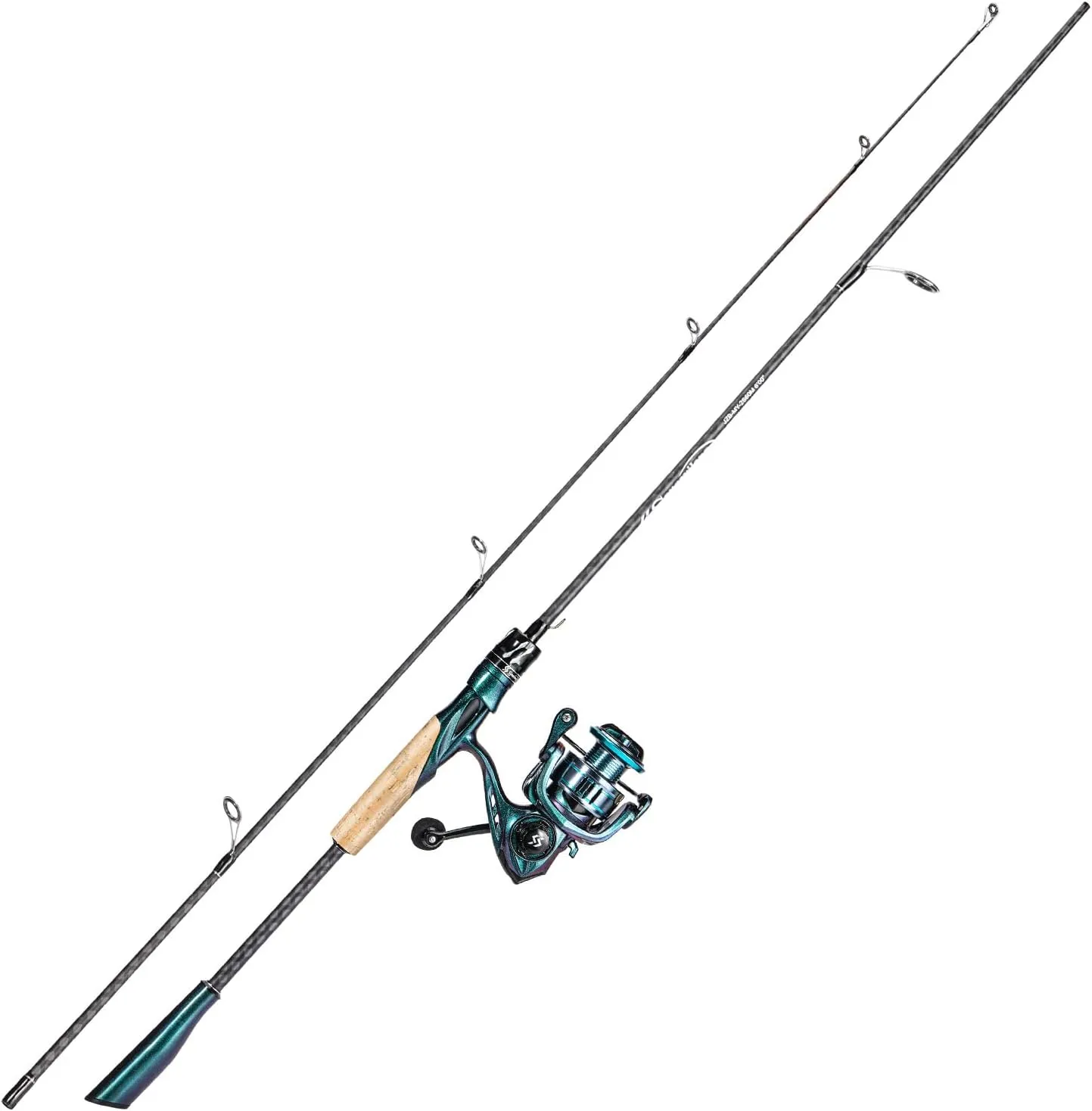 Souagyilang Chameleon Paint Spinning Fishing Rod Reel Combos,2-Section 5.9Ft Light Weight Spinner Rod with Powerful Fishing Gear for Freshwater Saltwater Present for Anglers