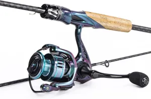 Souagyilang Chameleon Paint Spinning Fishing Rod Reel Combos,2-Section 5.9Ft Light Weight Spinner Rod with Powerful Fishing Gear for Freshwater Saltwater Present for Anglers