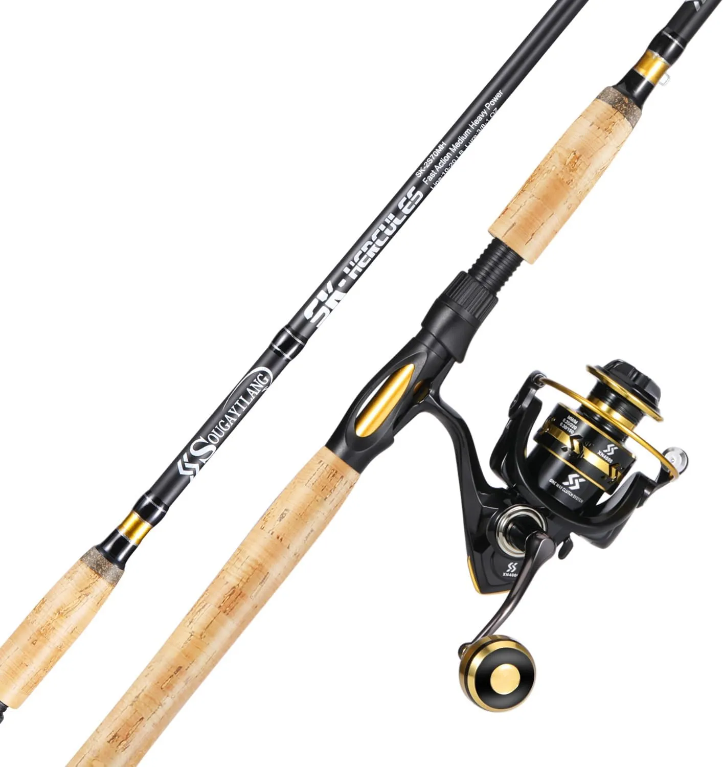 Sougayilang 7’ Fishing Rod and Reel Spinning Combo, 2 Piece Fishing Rod, Size 4000 Reel, Right/Left Handle Position, Suitable for Inshore Fishing