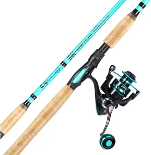 Sougayilang 7’ Fishing Rod and Reel Spinning Combo, 2 Piece Fishing Rod, Size 4000 Reel, Right/Left Handle Position, Suitable for Inshore Fishing