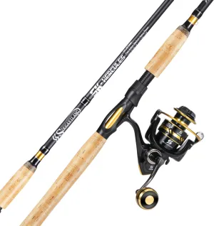Sougayilang 7’ Fishing Rod and Reel Spinning Combo, 2 Piece Fishing Rod, Size 4000 Reel, Right/Left Handle Position, Suitable for Inshore Fishing
