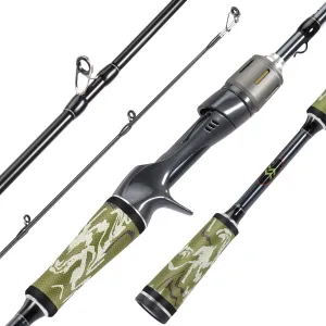 Sougayilang BD Fishing Rods,Graphite Spinning Rod & Casting Rod Zirconium Oxide Ring Stainless Steel Guides, SuperPolymer Handle