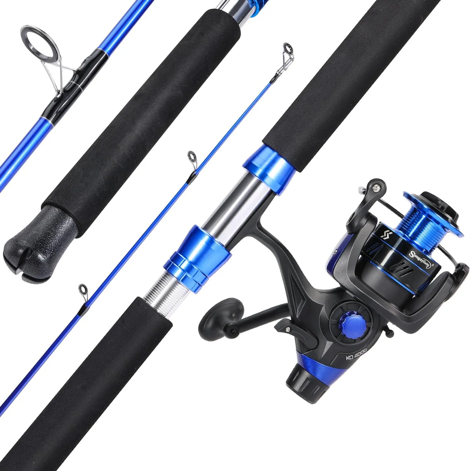 Sougayilang Catfish Fishing Rod Combo IM8 Carbon 2 Piece, MH Power Portable Travel Spinning Rod with 4000 Size Spinning Reel -7'0"