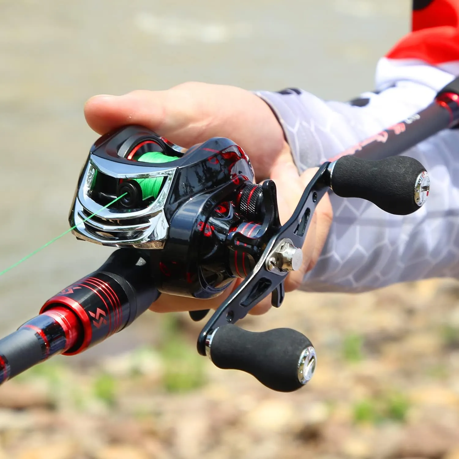 Sougayilang Fishing Rod and Reel Combo, Telescopic Casting Rod Baitcasting Reel with Carrier Bag Baitcaster Combo for Freshwater Saltwater
