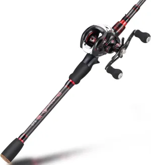 Sougayilang Fishing Rod and Reel Combo, Telescopic Casting Rod Baitcasting Reel with Carrier Bag Baitcaster Combo for Freshwater Saltwater