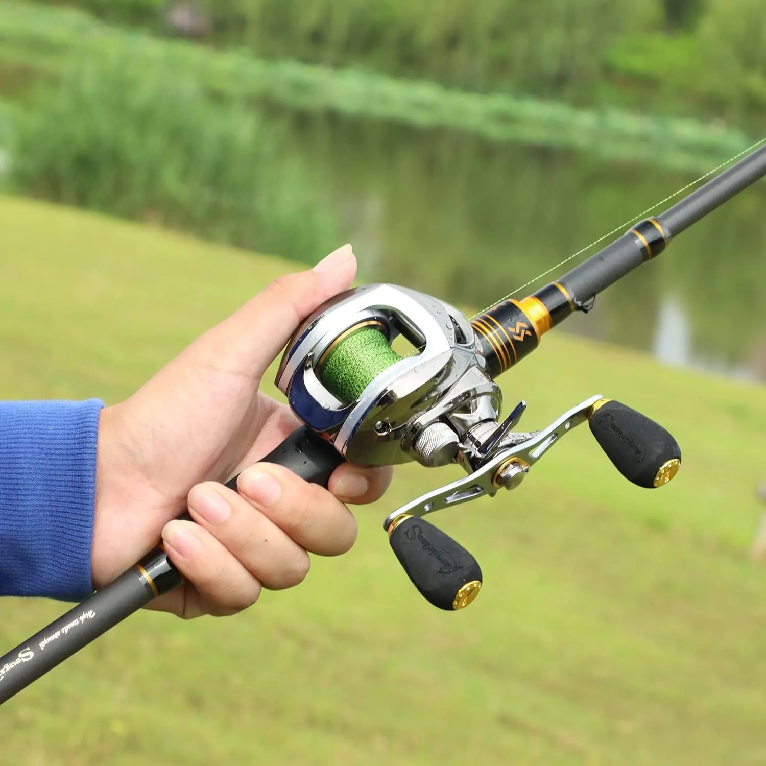 Sougayilang Fishing Rod and Reel Combo, Telescopic Casting Rod Baitcasting Reel with Carrier Bag Baitcaster Combo for Freshwater Saltwater