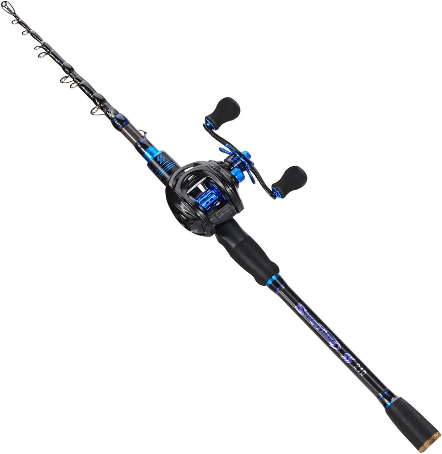 Sougayilang Fishing Rod and Reel Combo, Telescopic Casting Rod Baitcasting Reel with Carrier Bag Baitcaster Combo for Freshwater Saltwater