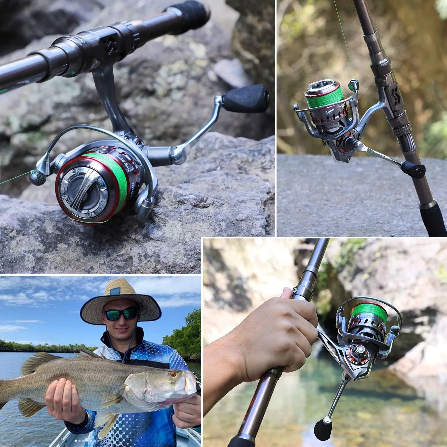 Sougayilang Fishing Rod Reel Combinations, 24 Ton Carbon Fiber, Portable Telescopic Fishing Rod Spinning Reels for Travel Saltwater Freshwater Fishing Gifts for People
