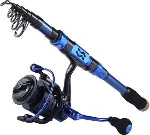 Sougayilang Fishing Rod Reel Combinations, 24 Ton Carbon Fiber, Portable Telescopic Fishing Rod Spinning Reels for Travel Saltwater Freshwater Fishing Gifts for People
