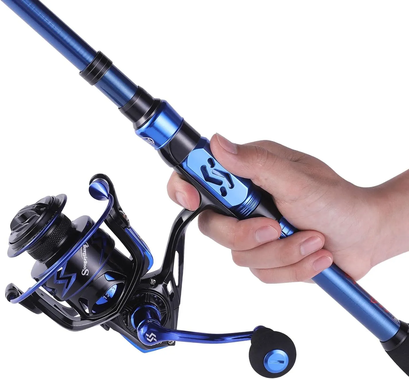 Sougayilang Fishing Rod Reel Combinations, 24 Ton Carbon Fiber, Portable Telescopic Fishing Rod Spinning Reels for Travel Saltwater Freshwater Fishing Gifts for People
