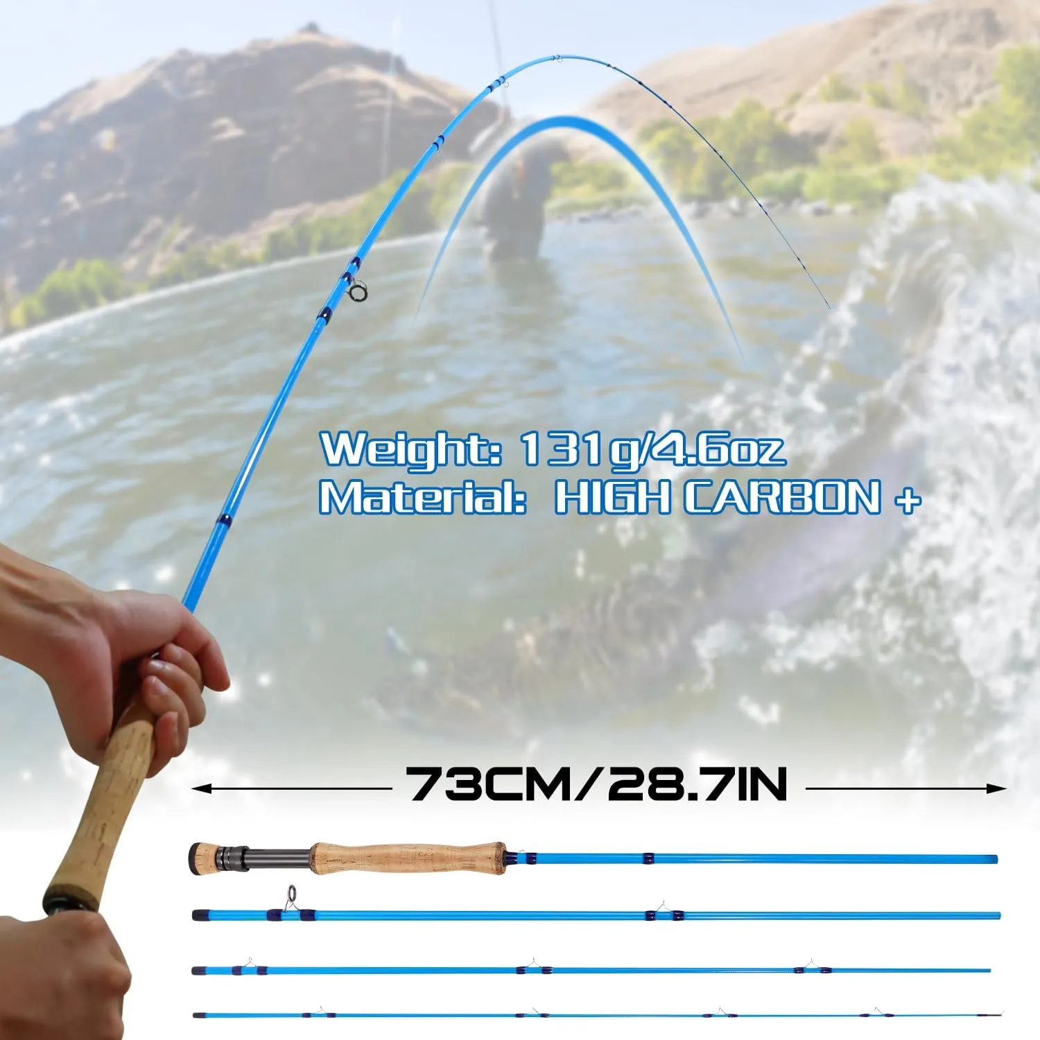 Sougayilang Fly Fishing Rod - High-Performance IM8 Carbon Blank, 9ft for 5/6wt and 7/8wt, Travel-Friendly Design