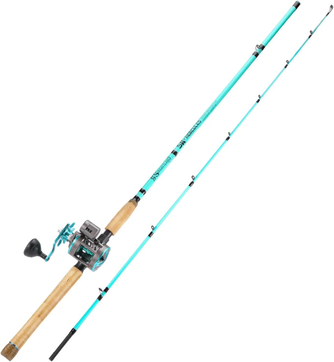Sougayilang Inshore Fishing Rod Combo with Line Counter Fishing Reel Suitable for Catfish, Salmon/Steelhead, Striper Bass Fishing