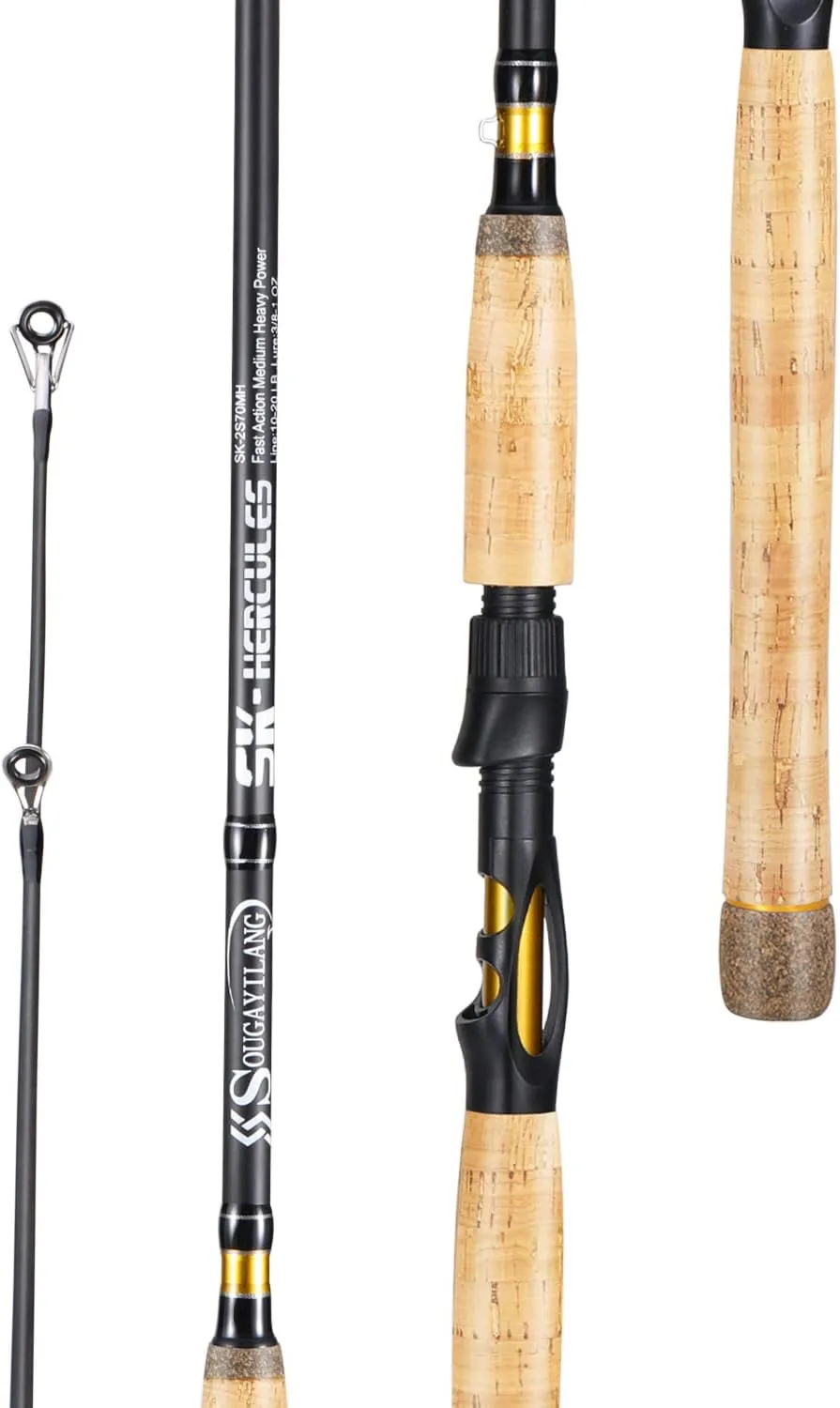Sougayilang Inshore Saltwater Fishing Rods, Spinning Rods and Casting Rods with AAA Cork Handles,IM7 Toray Carbon Blanks- 7'