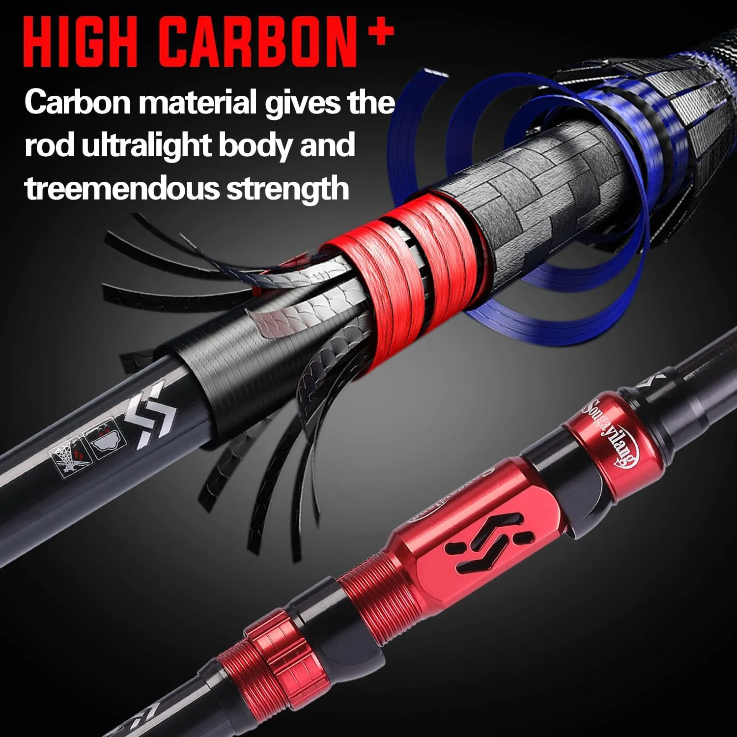Sougayilang Portable Telescopic Fishing Rod with Carbon Fiber Material and Precision Carved Reel Seat - Suitable for Saltwater and Freshwater Fishing