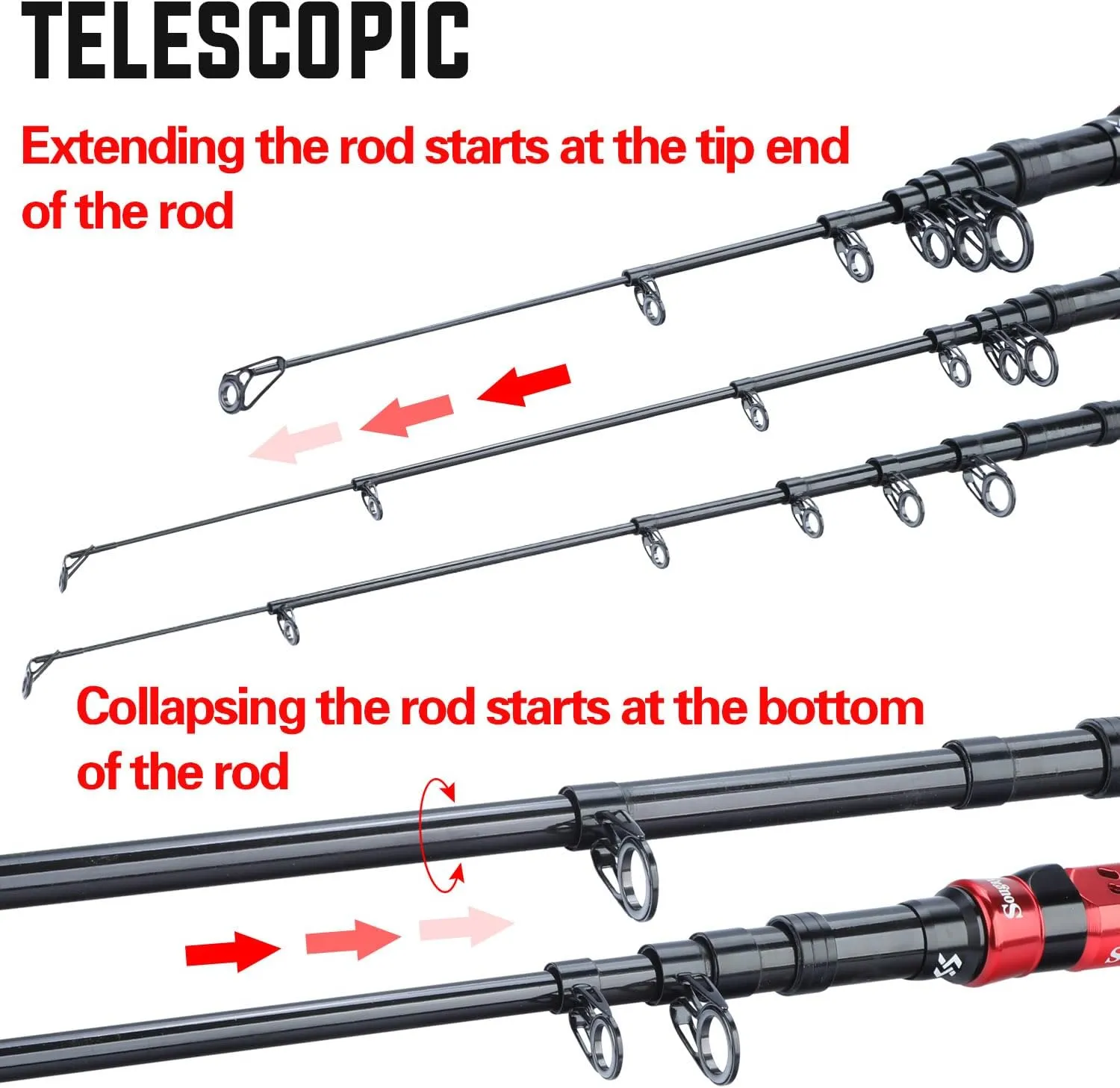 Sougayilang Portable Telescopic Fishing Rod with Carbon Fiber Material and Precision Carved Reel Seat - Suitable for Saltwater and Freshwater Fishing