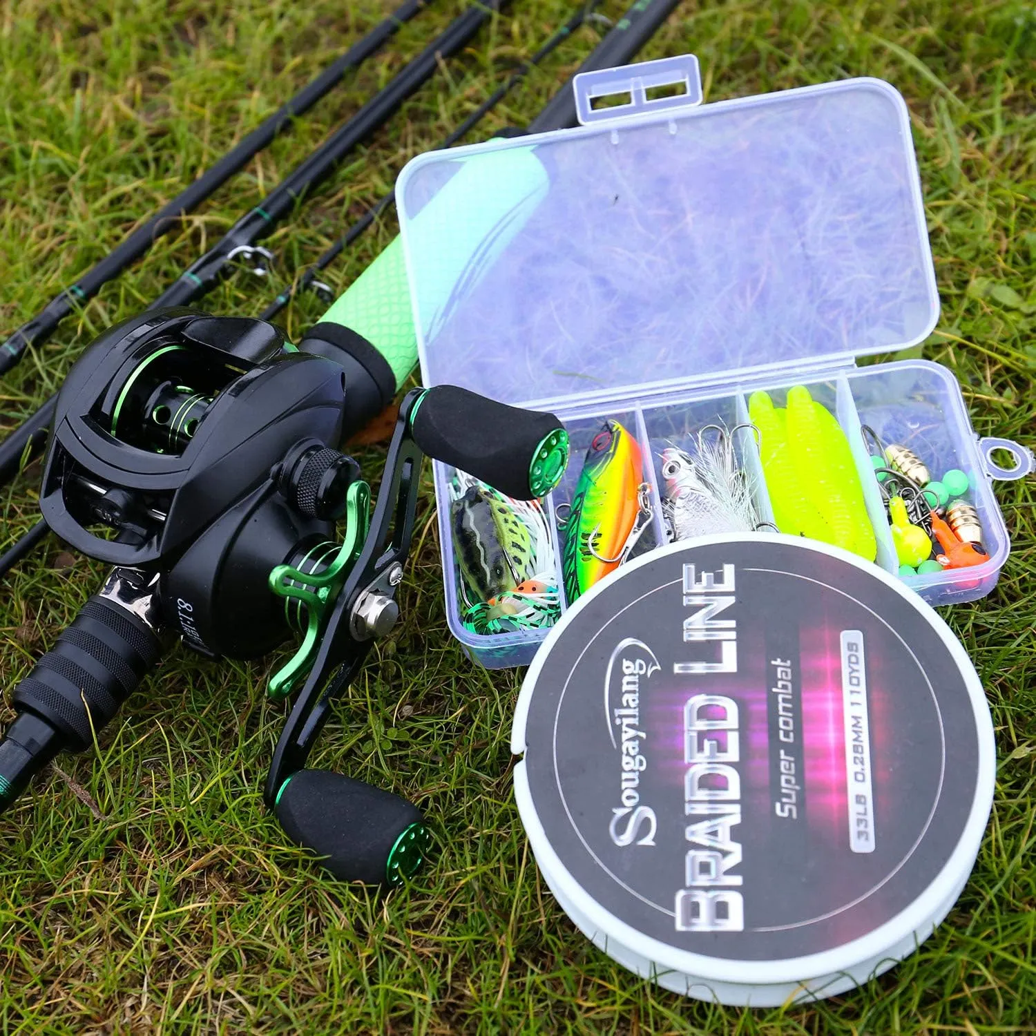 Sougayilang Speed Bass Fishing Rods, Porable Light Weight High Carbon 4 Pc Blanks for Travel Freshwater Fishing-Spinning & Casting