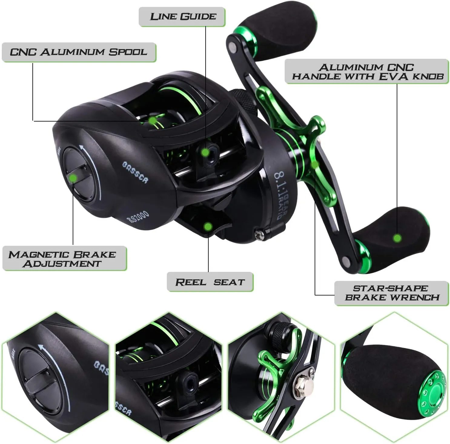 Sougayilang Speed Bass Fishing Rods, Porable Light Weight High Carbon 4 Pc Blanks for Travel Freshwater Fishing-Spinning & Casting