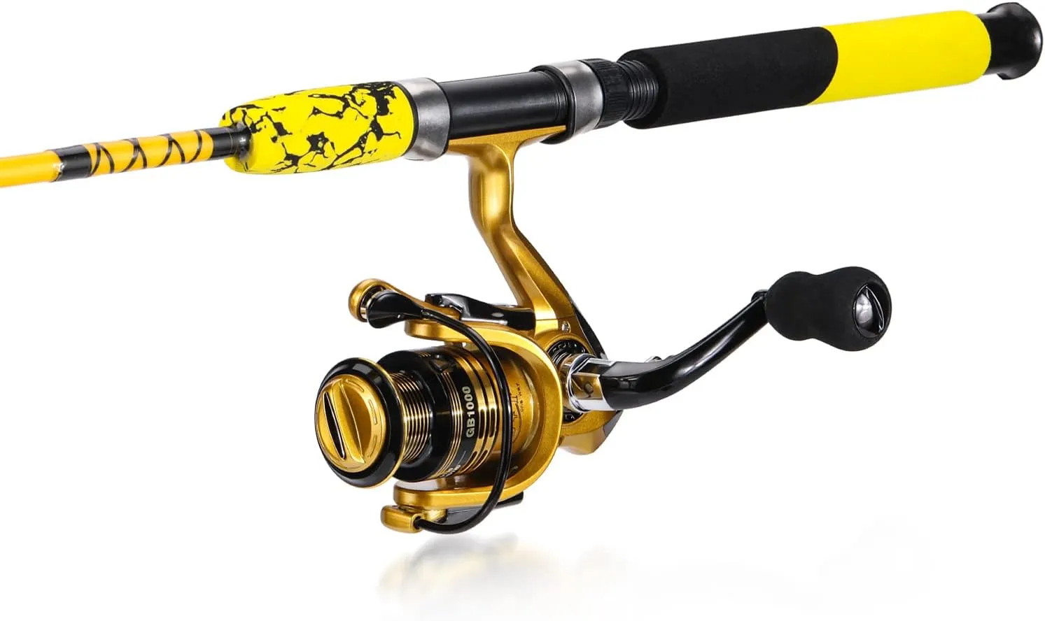 Sougayilang Spinning Reel and 2-Piece Fishing Rod Combo, Durable Graphite & Fiberglass Rod, Split-Grip Cork Handle,Right/Left Handle Position
