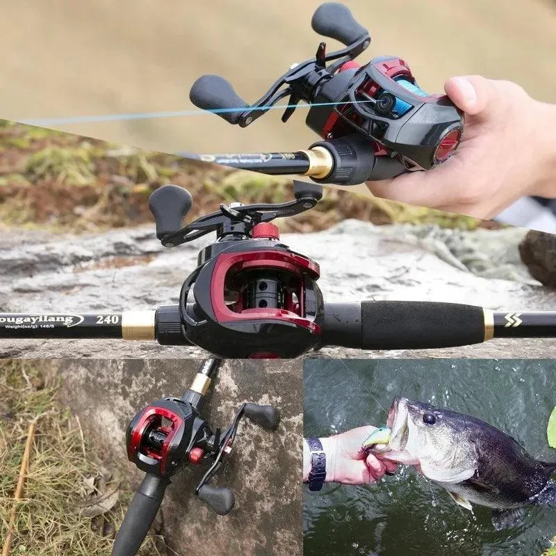 Sougayilang Telescopic Casting Fishing Rod Combo – Carbon Fiber Rod & Baitcasting Reel Full Kit