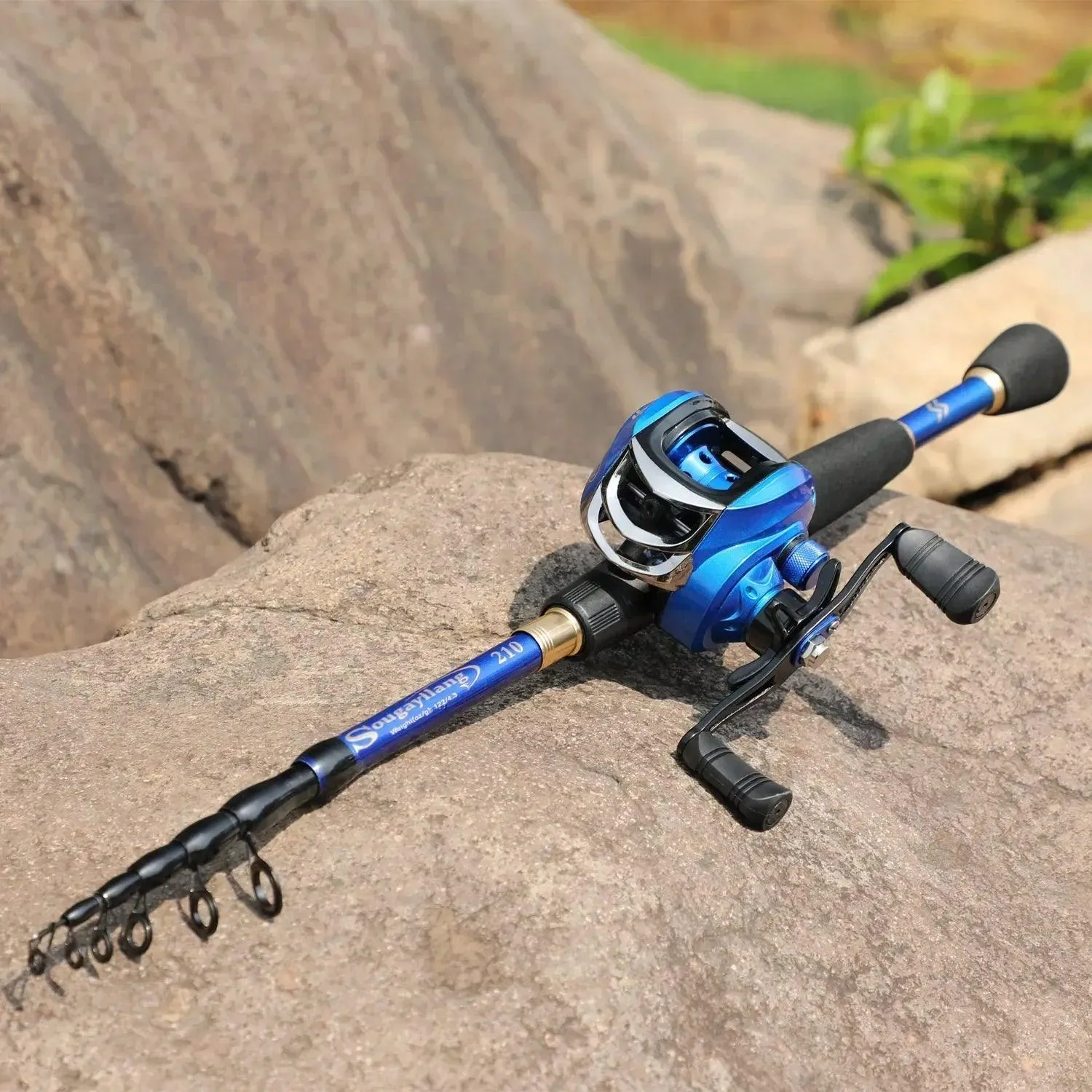 Sougayilang Telescopic Casting Fishing Rod Combo – Carbon Fiber Rod & Baitcasting Reel Full Kit