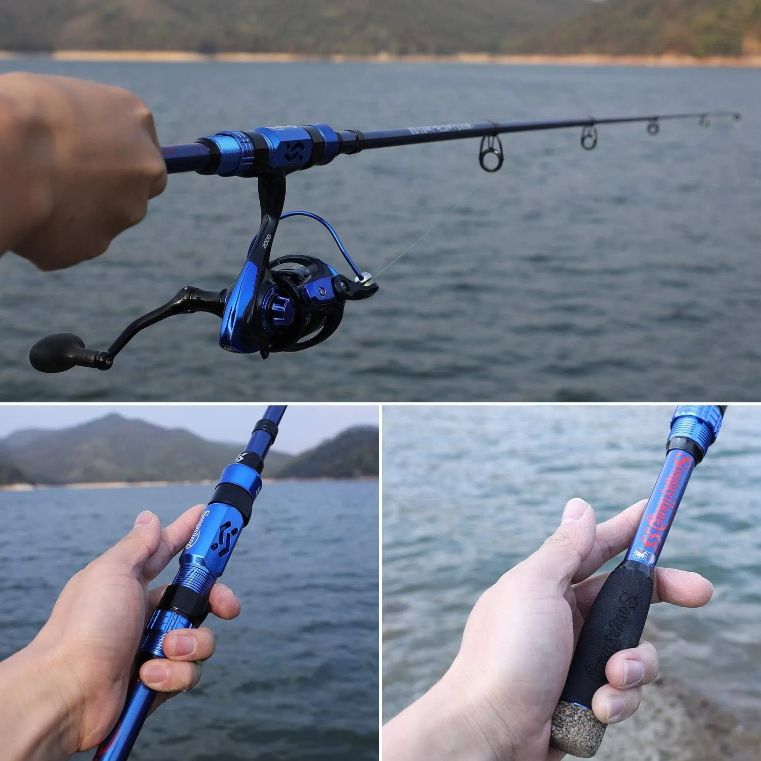 Sougayilang Telescopic Fishing Rod - 24 Ton Carbon Fiber,CNC Machined Reel Seat, Comfortable EVA Handle, Travel Fishing Rod for Bass Trout Fishing