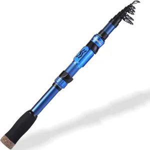 Sougayilang Telescopic Fishing Rod - 24 Ton Carbon Fiber,CNC Machined Reel Seat, Comfortable EVA Handle, Travel Fishing Rod for Bass Trout Fishing