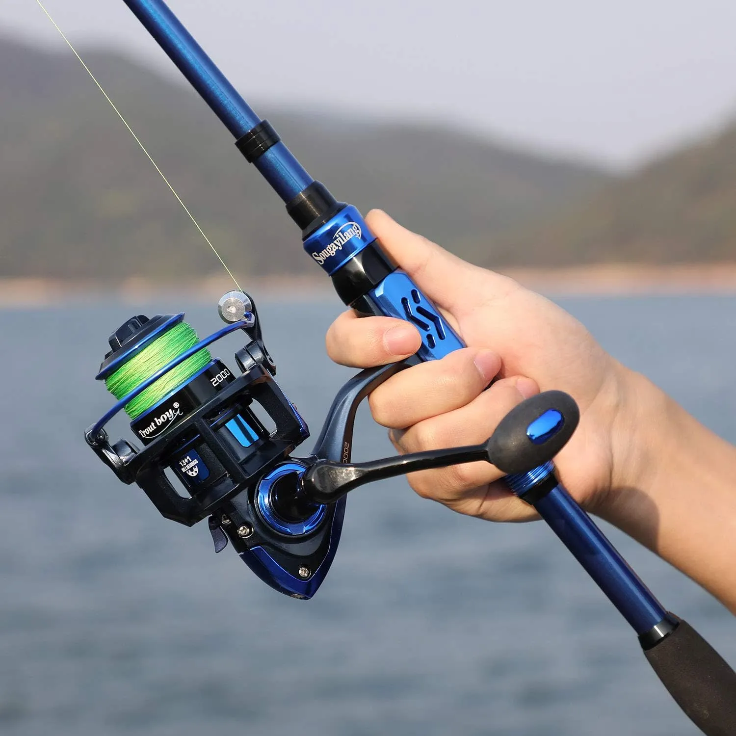Sougayilang Telescopic Fishing Rod - 24 Ton Carbon Fiber,CNC Machined Reel Seat, Comfortable EVA Handle, Travel Fishing Rod for Bass Trout Fishing