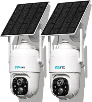 SOVMIKU 2CQ1 AI 2K Solar Security Camera Wireless Outdoor, Battery Powered,Two Way Audio,Motion Detection, 360° View,Easy to Setup,Color Night Vision,Audible Flashlight Siren,180 Days Exchange Policy