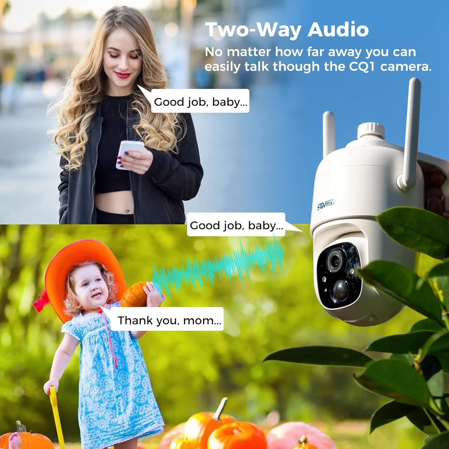 SOVMIKU 2CQ1 AI 2K Solar Security Camera Wireless Outdoor, Battery Powered,Two Way Audio,Motion Detection, 360° View,Easy to Setup,Color Night Vision,Audible Flashlight Siren,180 Days Exchange Policy