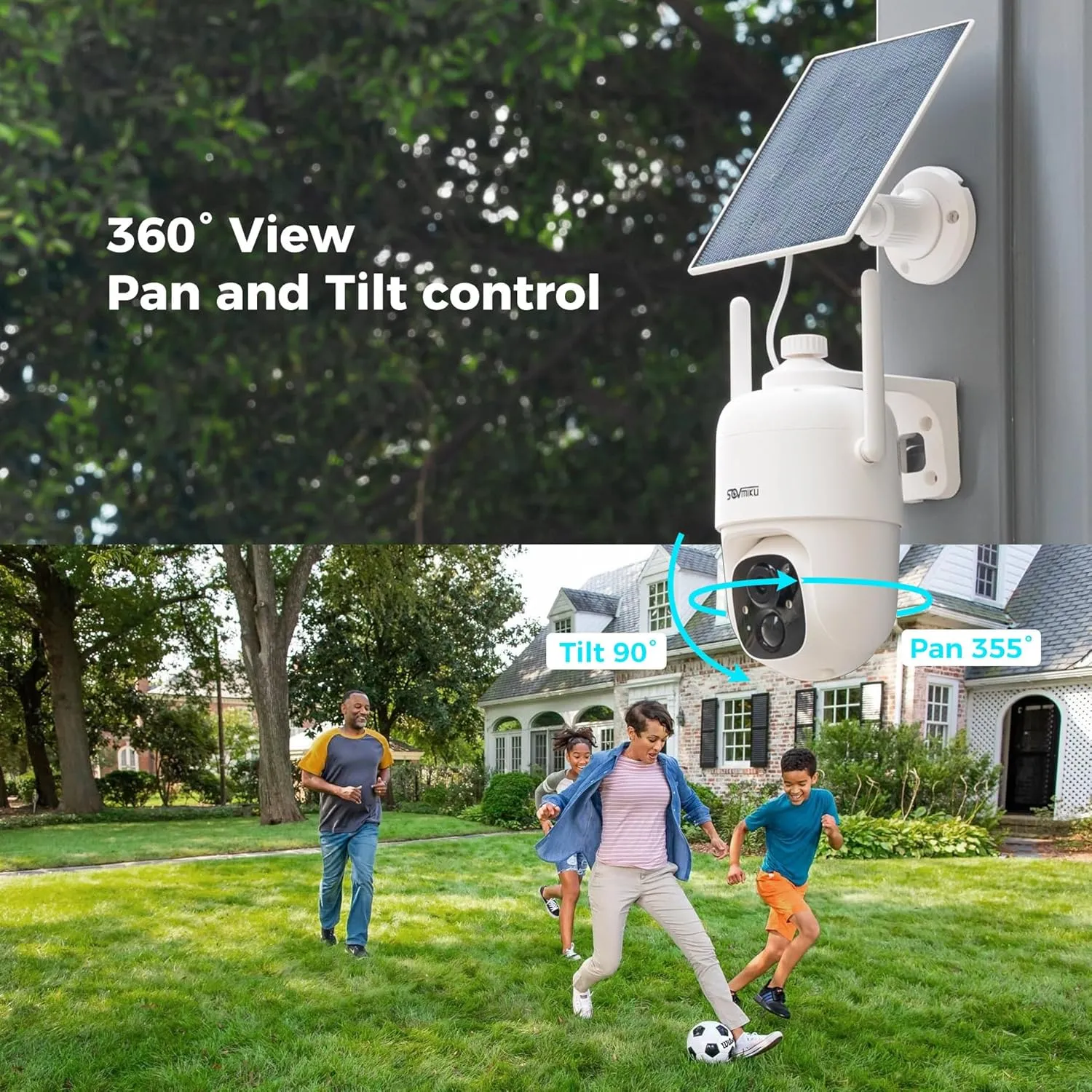 SOVMIKU 2CQ1 AI 2K Solar Security Camera Wireless Outdoor, Battery Powered,Two Way Audio,Motion Detection, 360° View,Easy to Setup,Color Night Vision,Audible Flashlight Siren,180 Days Exchange Policy