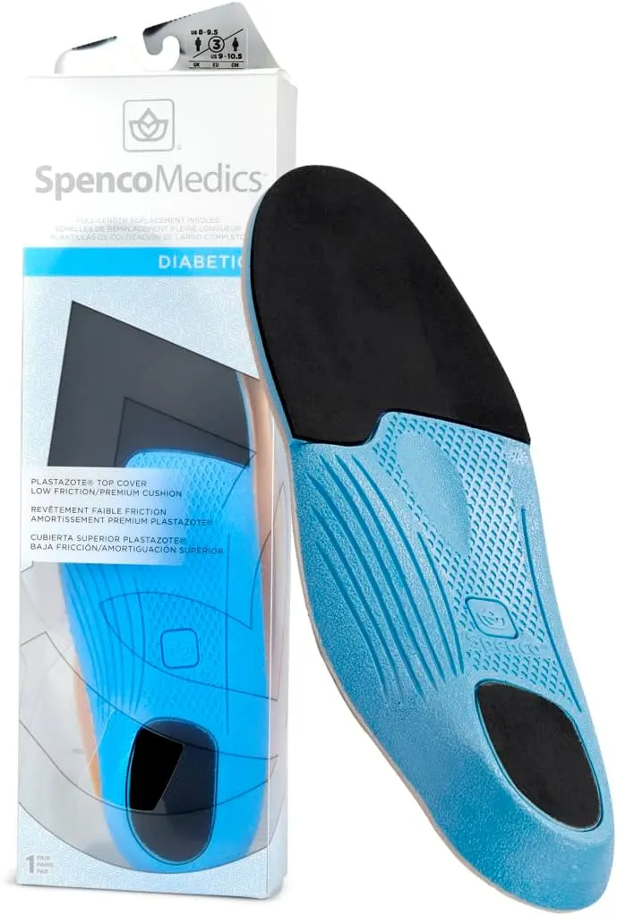 Spenco Medics Diabetics Plus Full Length Arch Support Insole Men's 12-13.5
