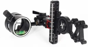 SPG Single Pin Bow Sight - Quick Adjustable and Self Dampening - Archery Compound Bow Sights 1 Pin .019'' Sight Optical Fiber with Adapter for Outdoor Hunting Shooting