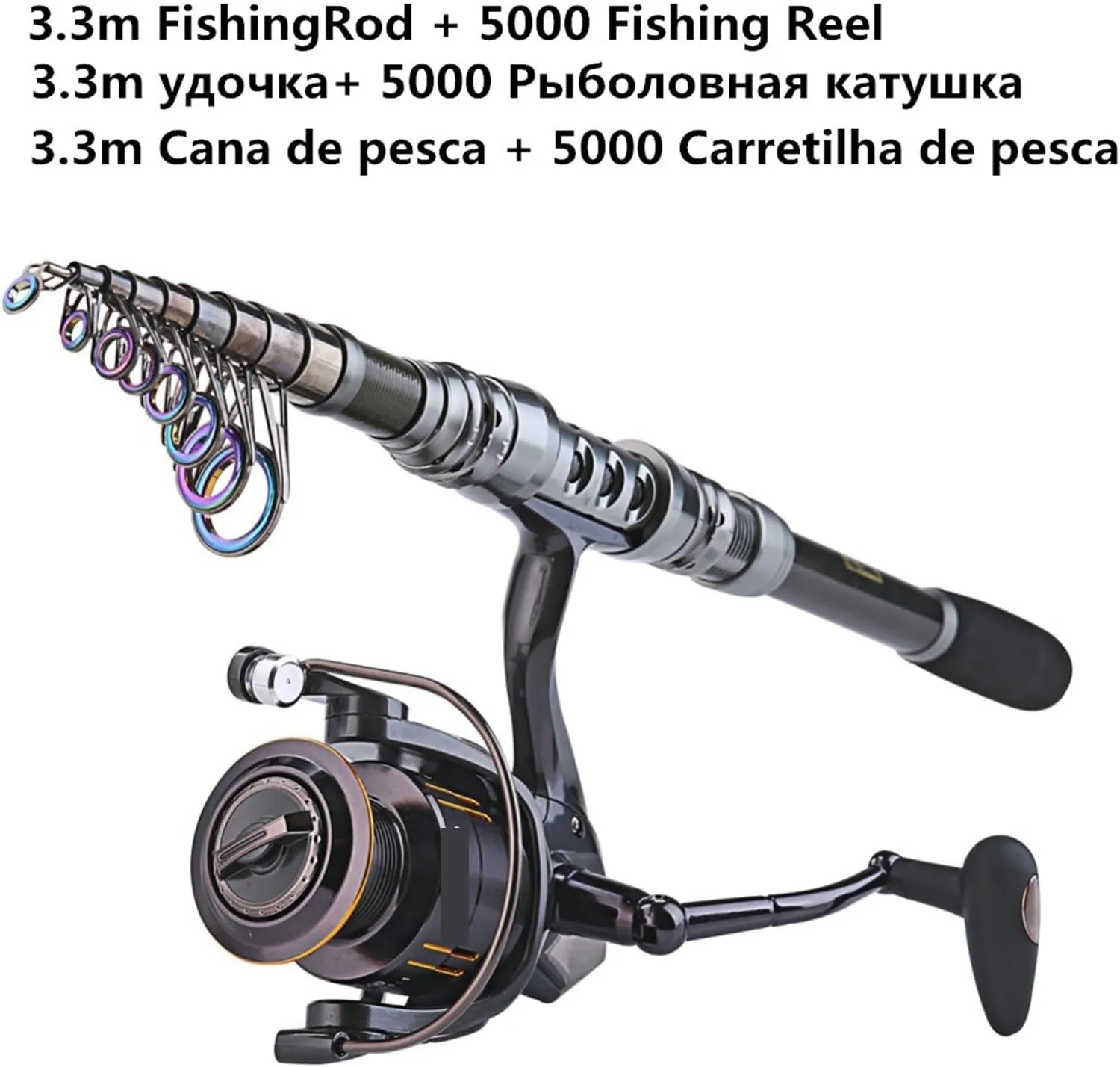 Spinning Fishing Rod Combo 1.8-3.6m Telescopic Fishing Rod and 14BB Spinning Fishing Reel Wheel Set Fishing Rod Kit Leisurely