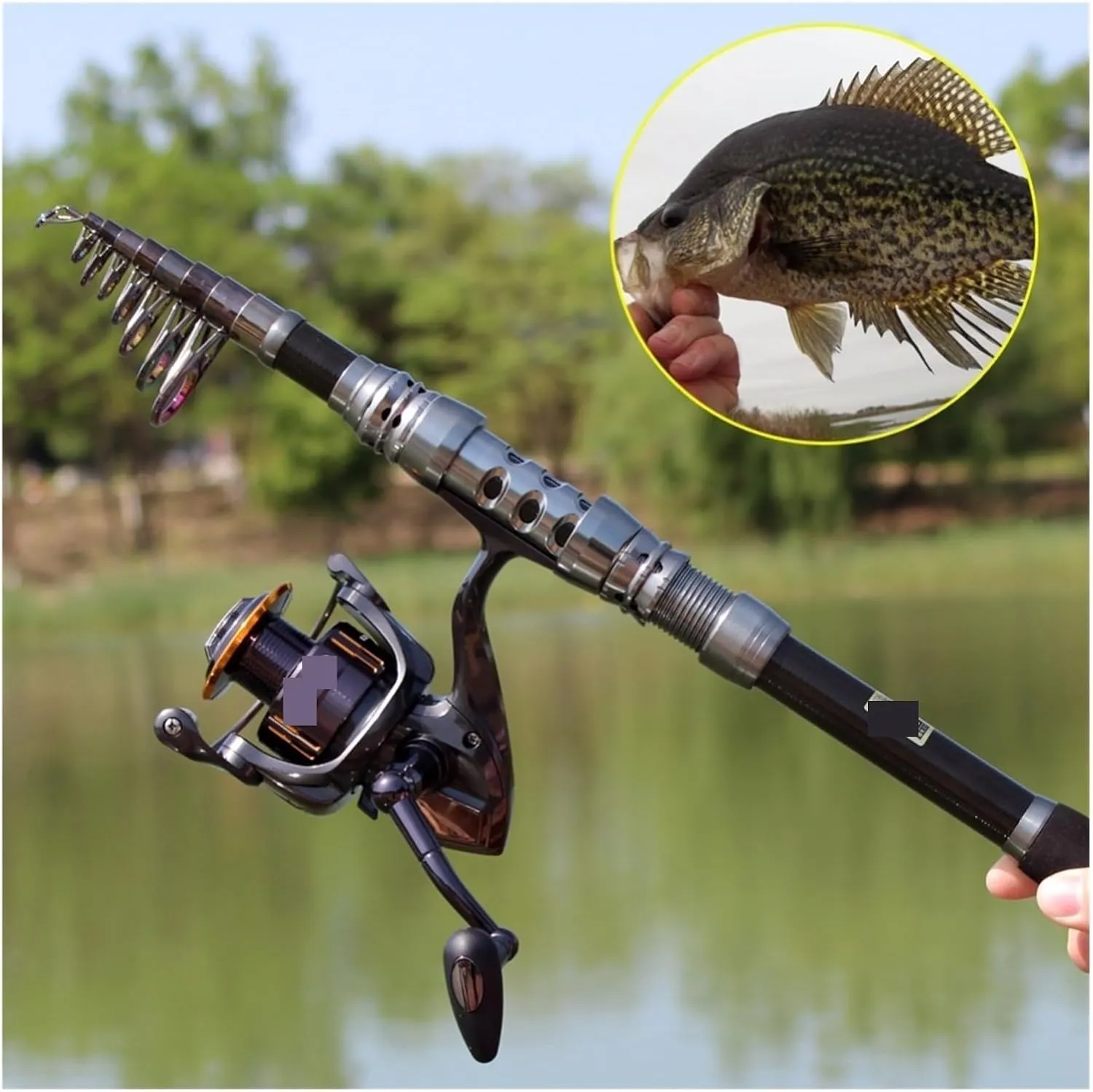 Spinning Fishing Rod Combo 1.8-3.6m Telescopic Fishing Rod and 14BB Spinning Fishing Reel Wheel Set Fishing Rod Kit Leisurely