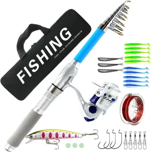 Spinning Rod and Reel Combo，Carbon Fiber Telescopic Fishing Rod and Wheel Set, Fishing Rod Set Suitable for Beginners and Adults as a Fishing Equipment Set.
