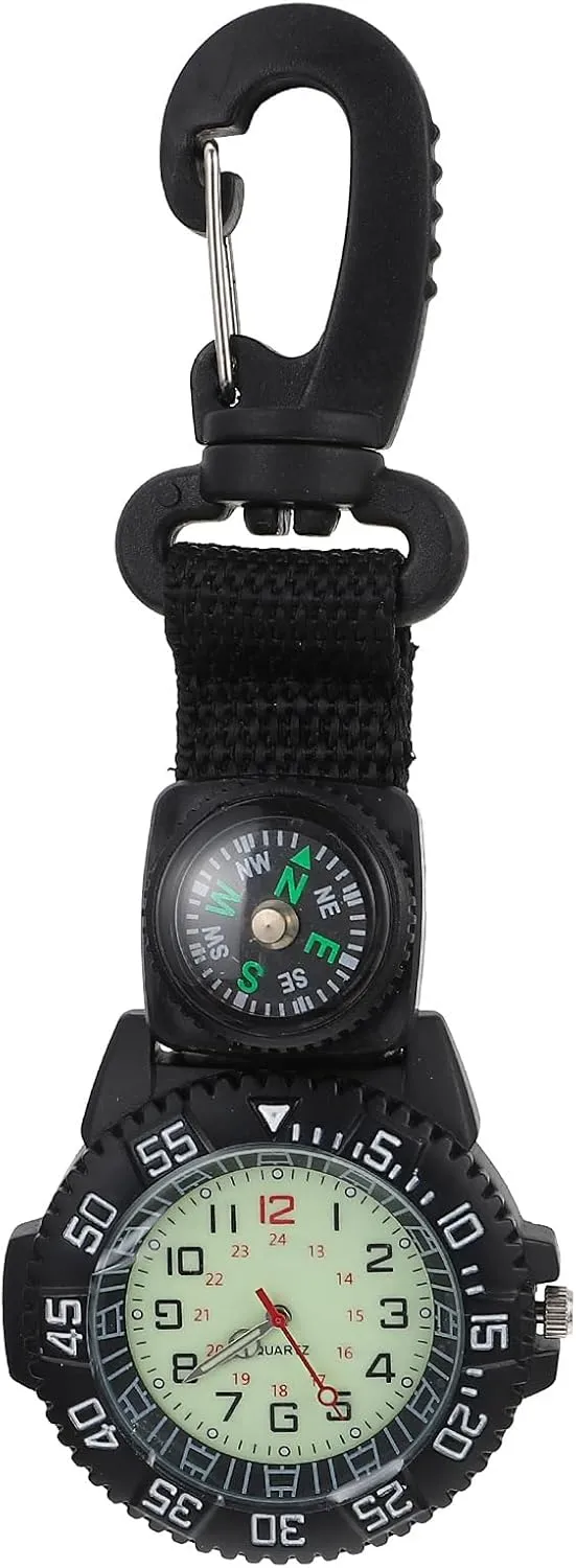 Sports Pocket Watch: Multifunction Clip-on Watch with Compass, Nylon Strap, Ideal for Hiking, Backpacking, Outdoor Activities